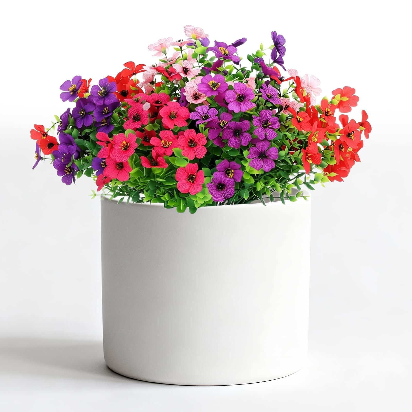 12PCS Faux Daisy Flowers with Eucalyptus, 6 Colors, Waterproof, Bendable Stems f