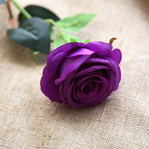 Laelfe 12 pcs Artificial Roses Flowers Long Stem Fake Silk Rose for Home