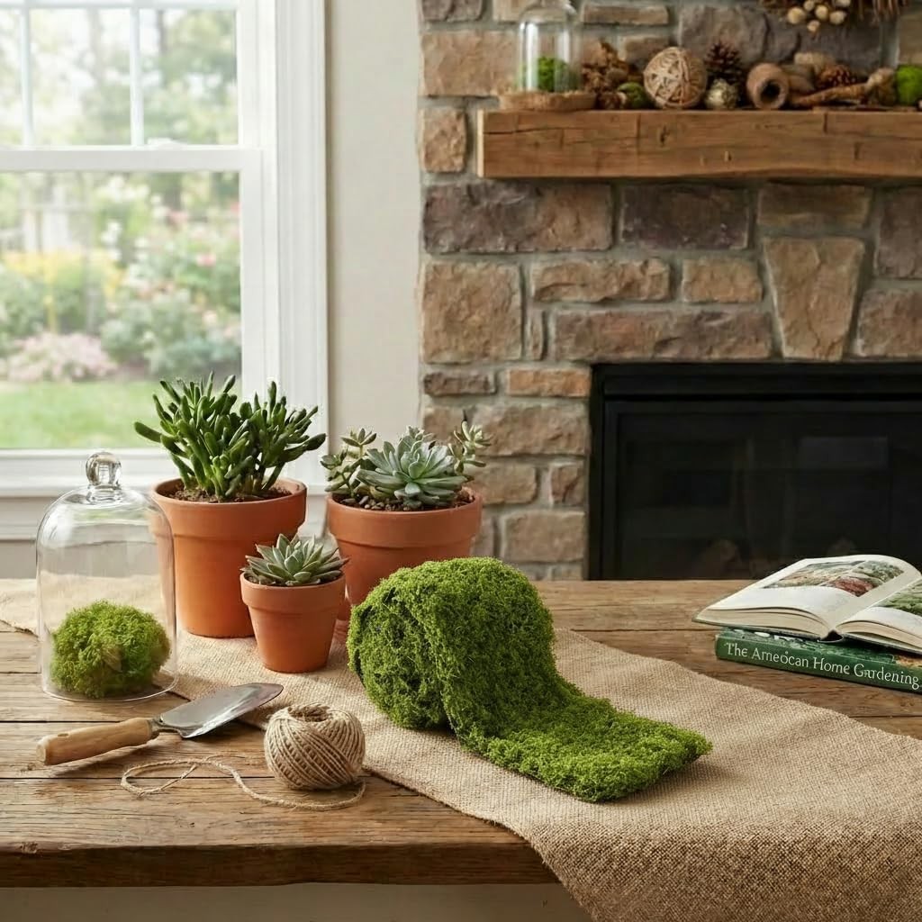 Artificial Moss Table Runner for Wedding Decor and Crafts, 4×47 Inch