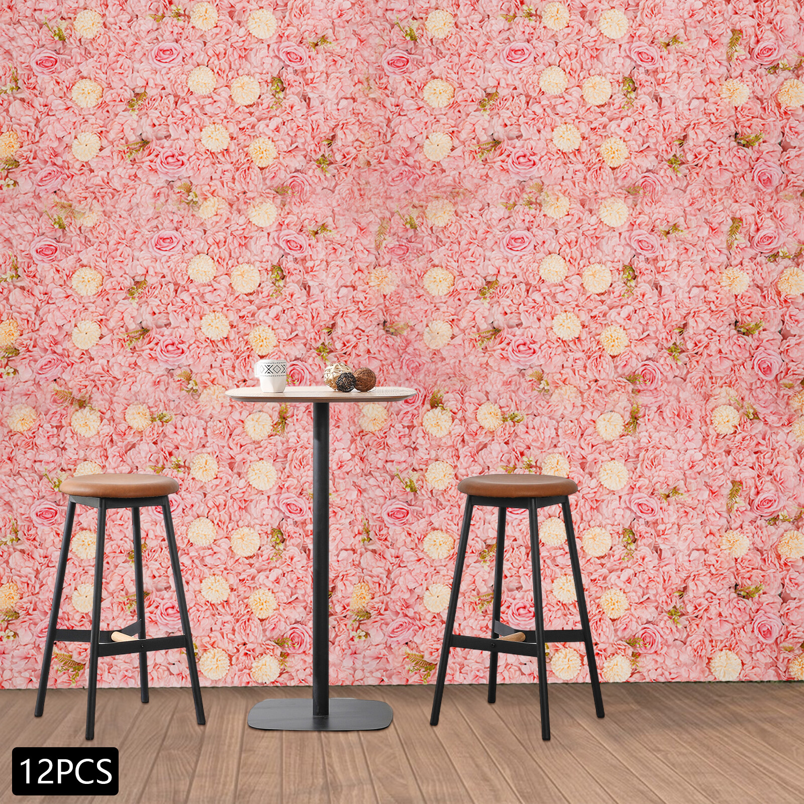 3D Flower Wall Panel-12 Pieces Artificial Flower Wall Background Silk Rose Mat