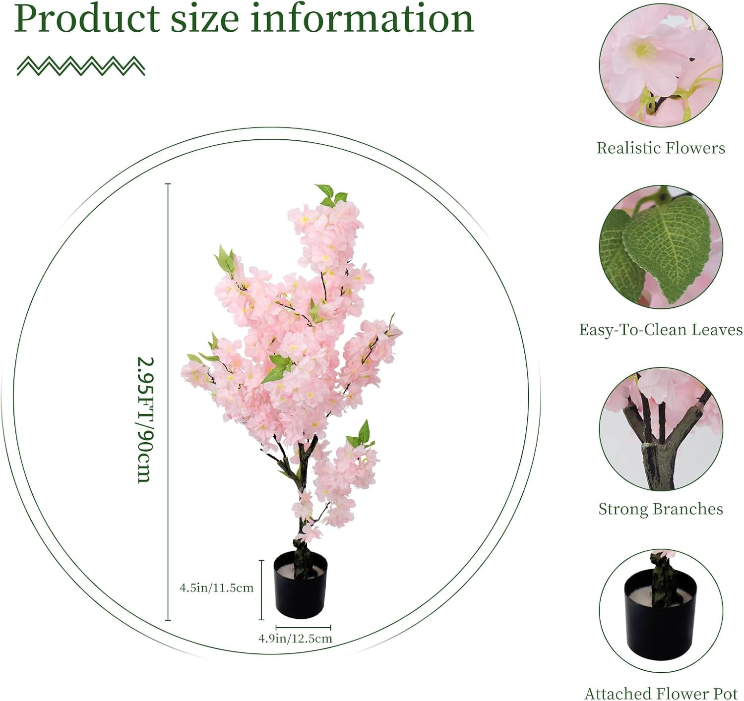 36″ 2 Pack Artificial Cherry Blossom Trees – Faux Pink Sakura Indoor Decor