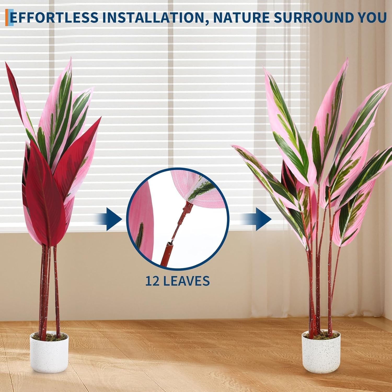 4FT Artificial Plant in Pot Faux Floor Plant Realistic Leaves Decor Fake Tree