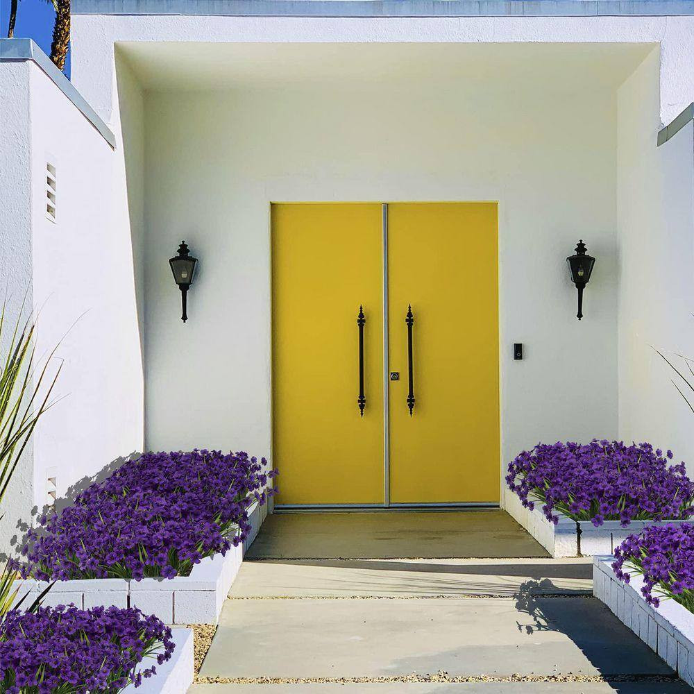21 Bundles Purple Artificial Outdoor UV Resistant No Fade Flowers Faux Greenery