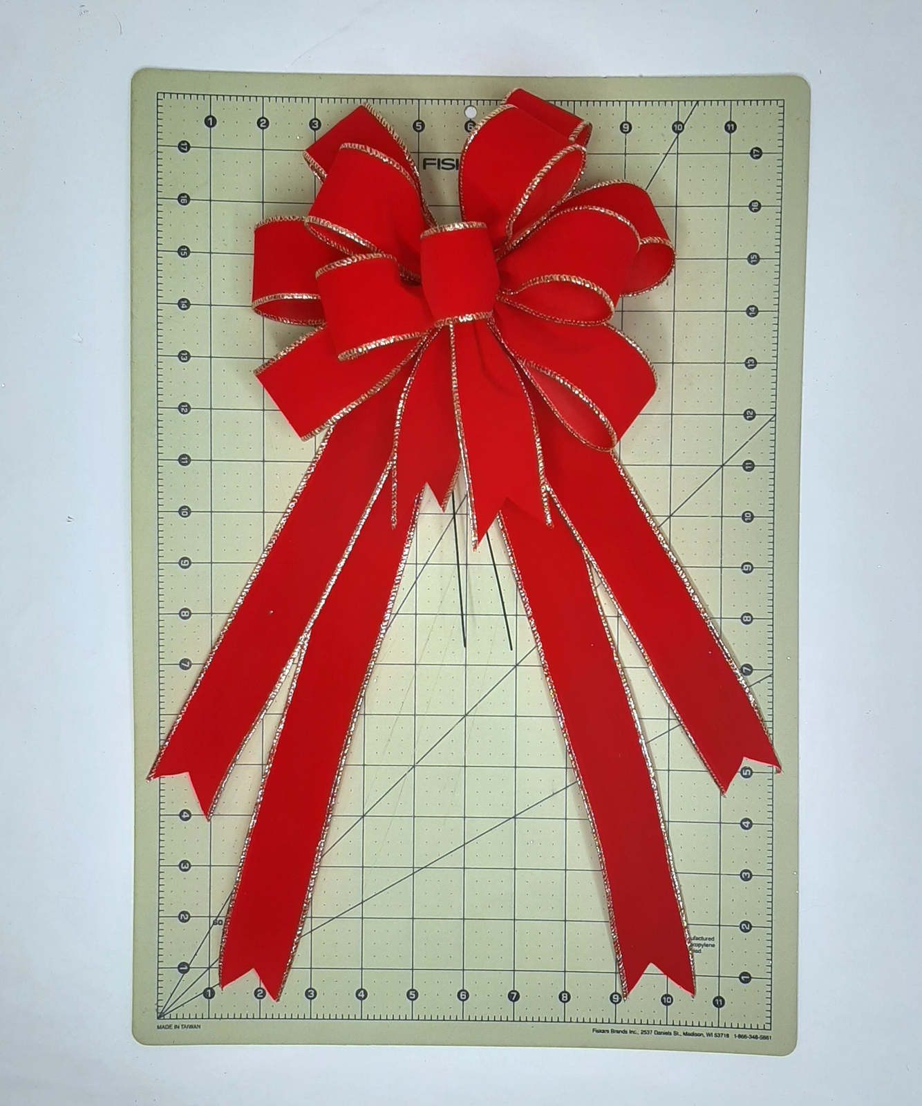 Red Velvet Bow with Optional Gold Edge, Size Small