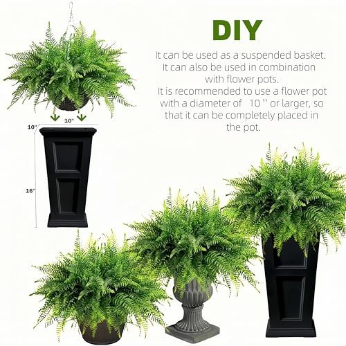 Artificial Hanging Ferns 2 Pack UV Resistant Outdoor Fake Boston Fern Bushes 26
