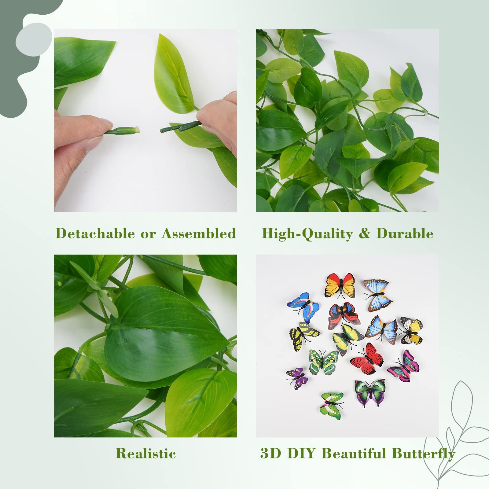 BLEUM CADE 2PCS Fake Hanging Plants Artificial Pothos Vines Indoor Decor (