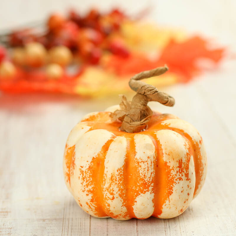 Package of 12 Orange and Cream Artificial 2-1/2″ Dia. Pumpkins
