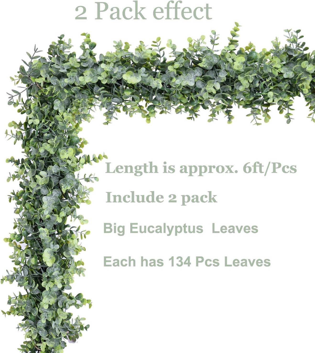Set of 6 UV-Protected Faux Eucalyptus Garlands – 5.9 Feet Each for Wedding Decor