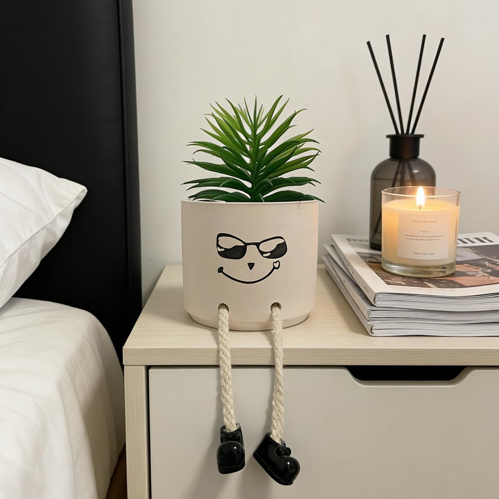 Small Fake Plants Hanging Legs Faux Succulents Artificial Office Home Decor