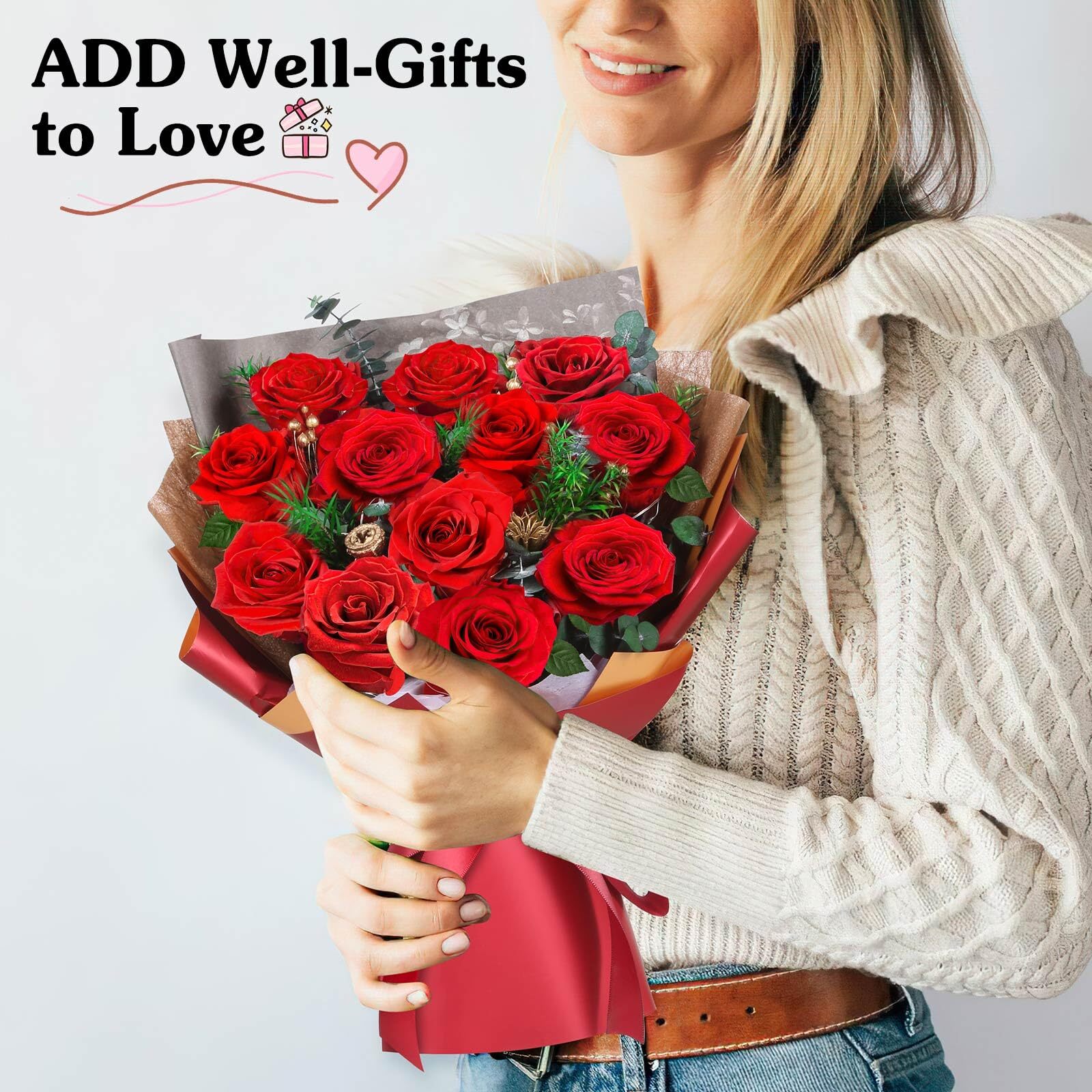 PRESERVED REAL RED ROSE BOUQUET LONGLASTING FLOWERS FOR ANNIVERSARY BIRTHDAY AND