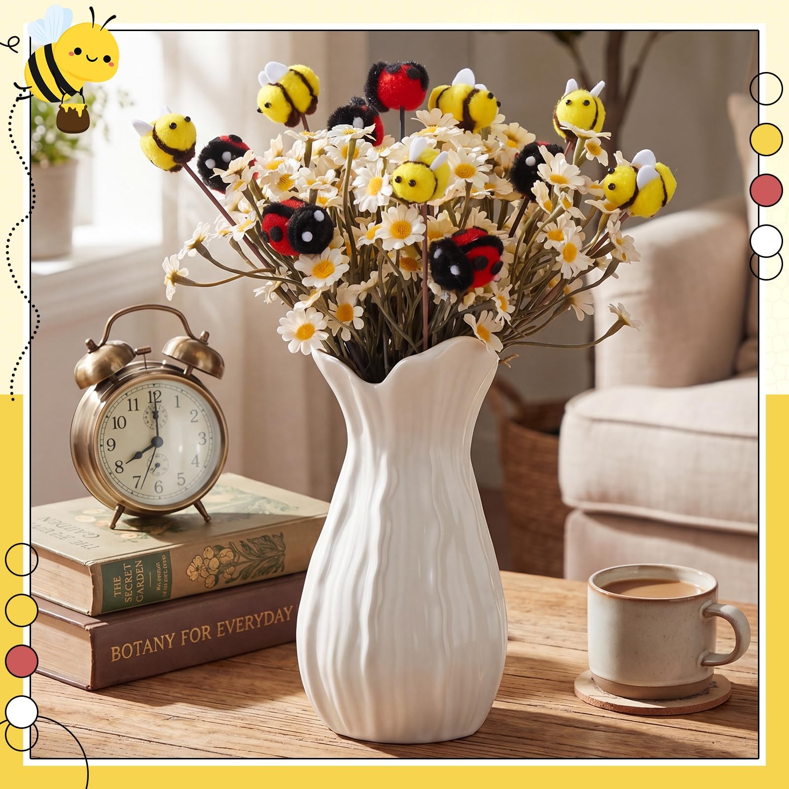 12 Pcs 8.3” Felt Bee and Ladybug Stems for Vase Crafts DIY Decoration Felt 6…