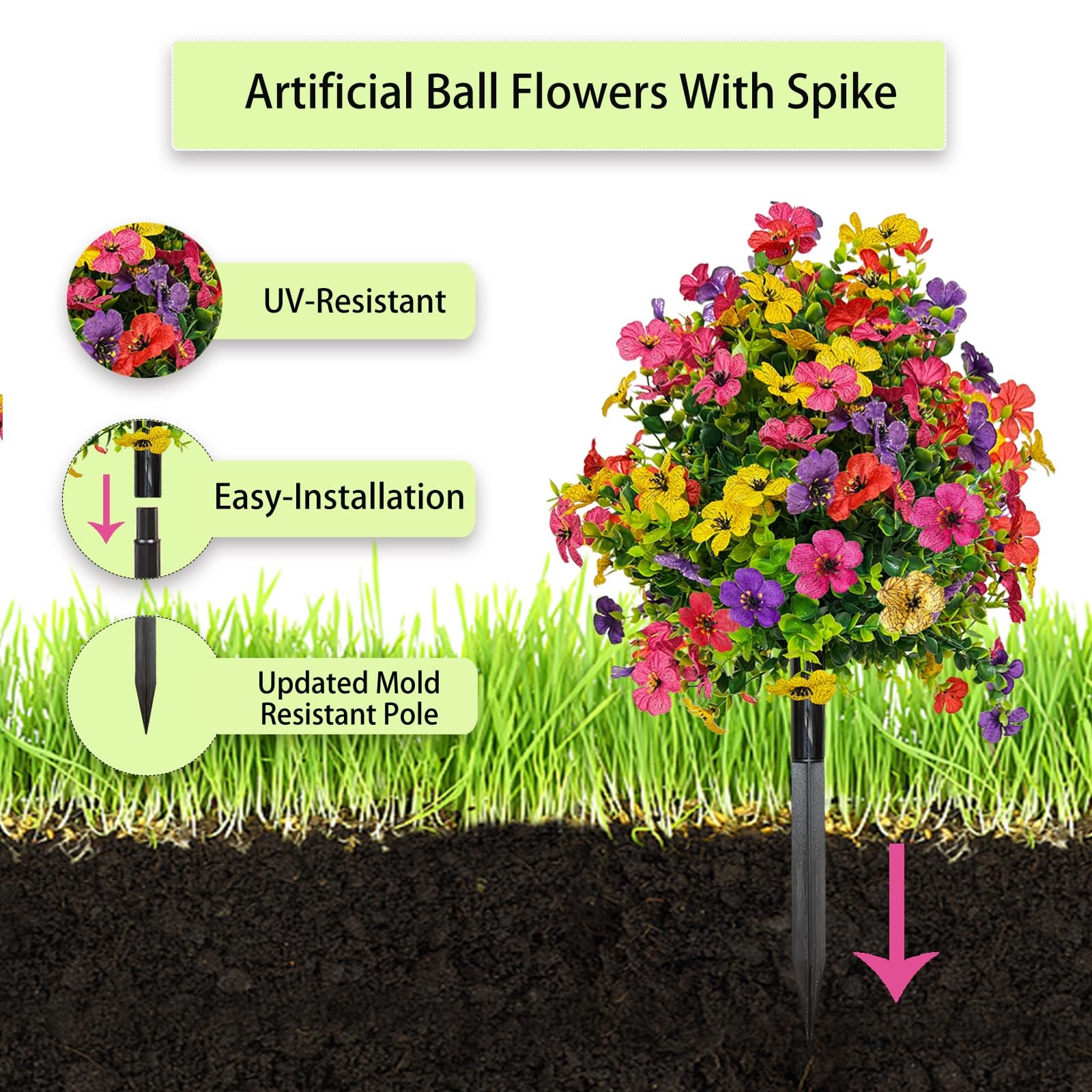2 Set of 23.6″ Outdoor Artificial Flowers UV Resistant, Fake Flowers Bush wit…