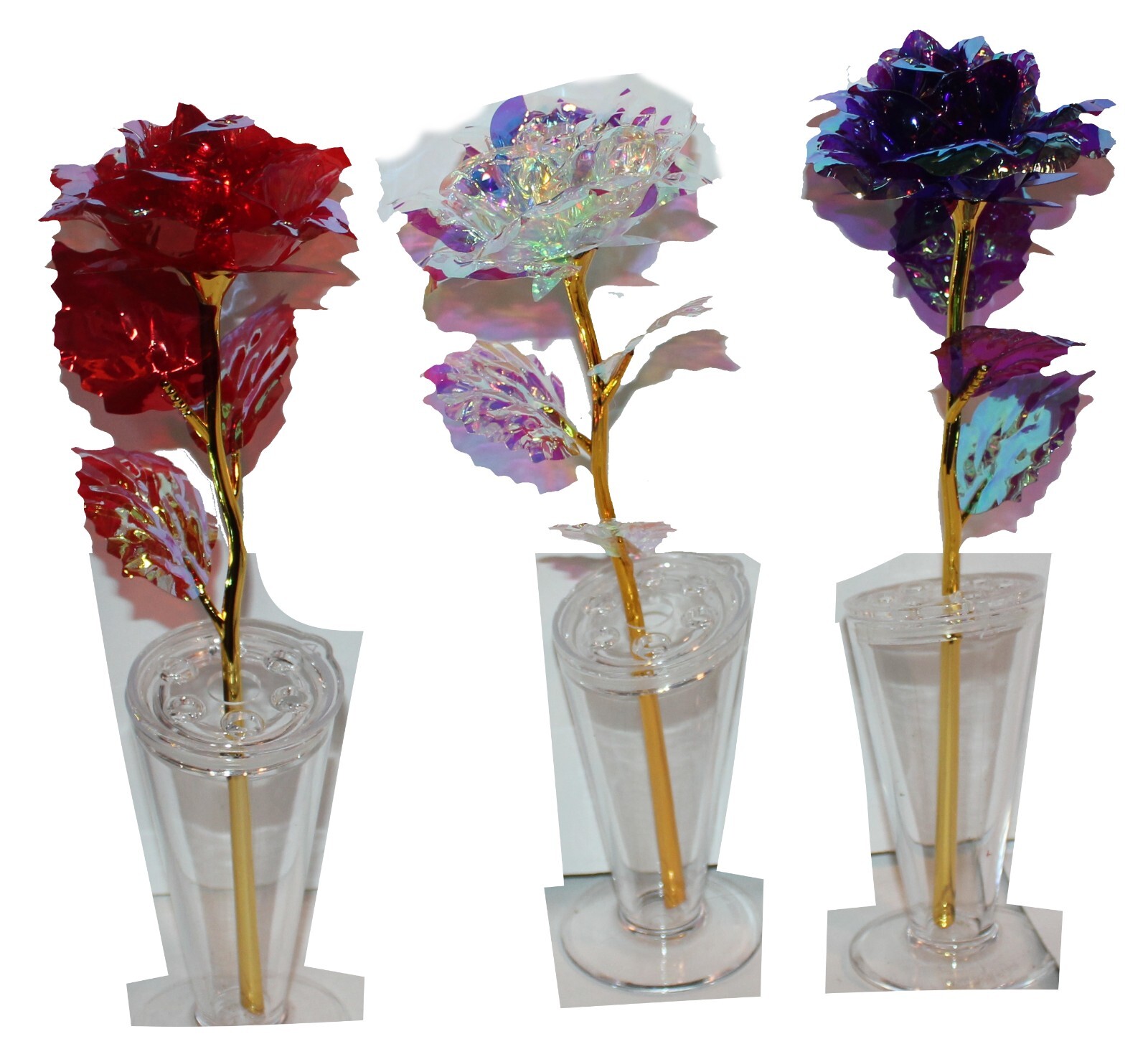 Set of 3 Light Up Roses, 9″ Mothers Day Friendship, Patriotic Love in Gift Box