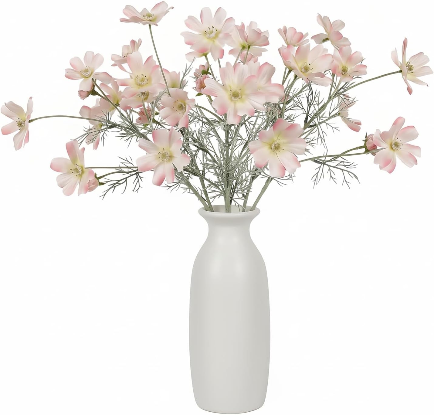 4 Pcs 24″ Tall Artificial Cosmos, Silk Flocked Bendable Stems Vase Decor