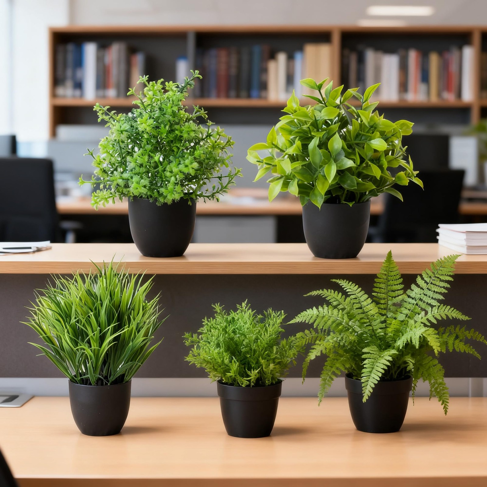 6 PCS Mini Artificial Simulation Green Potted Plants Home Office Desk Decor