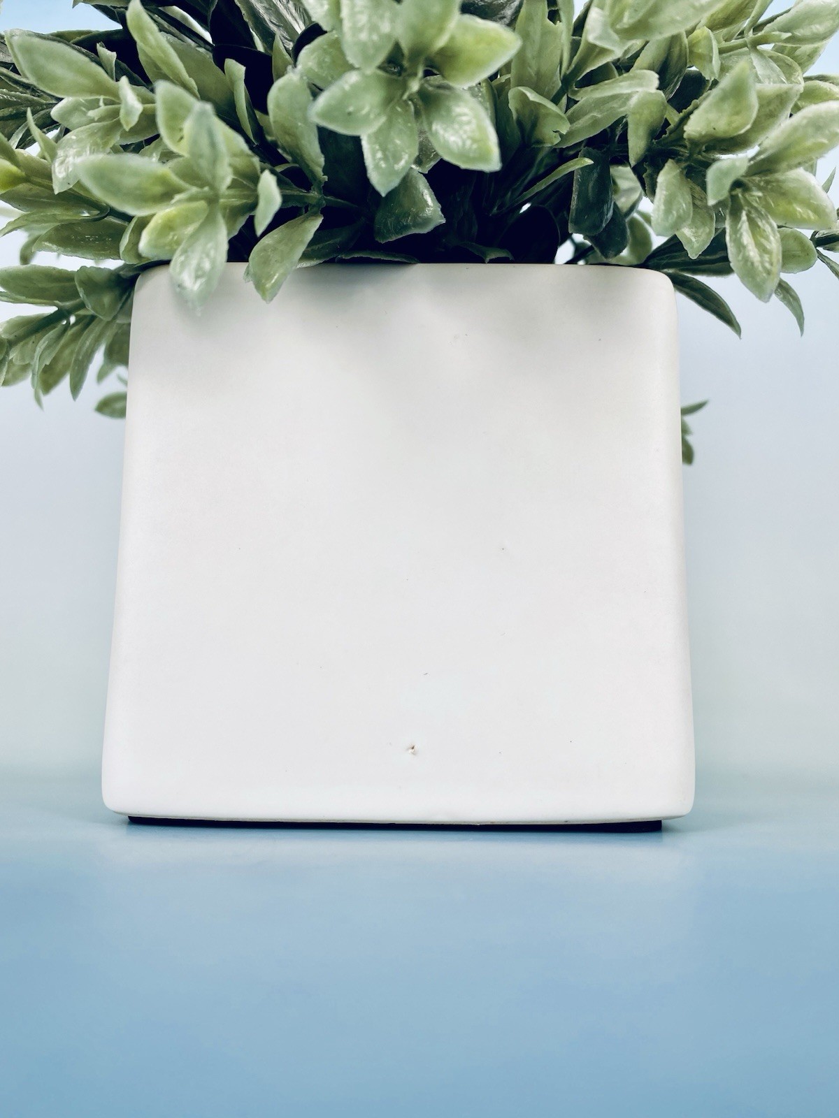White Ceramic Square Planter Pot Faux Greenery Farmhouse Decor Hobby Lobby