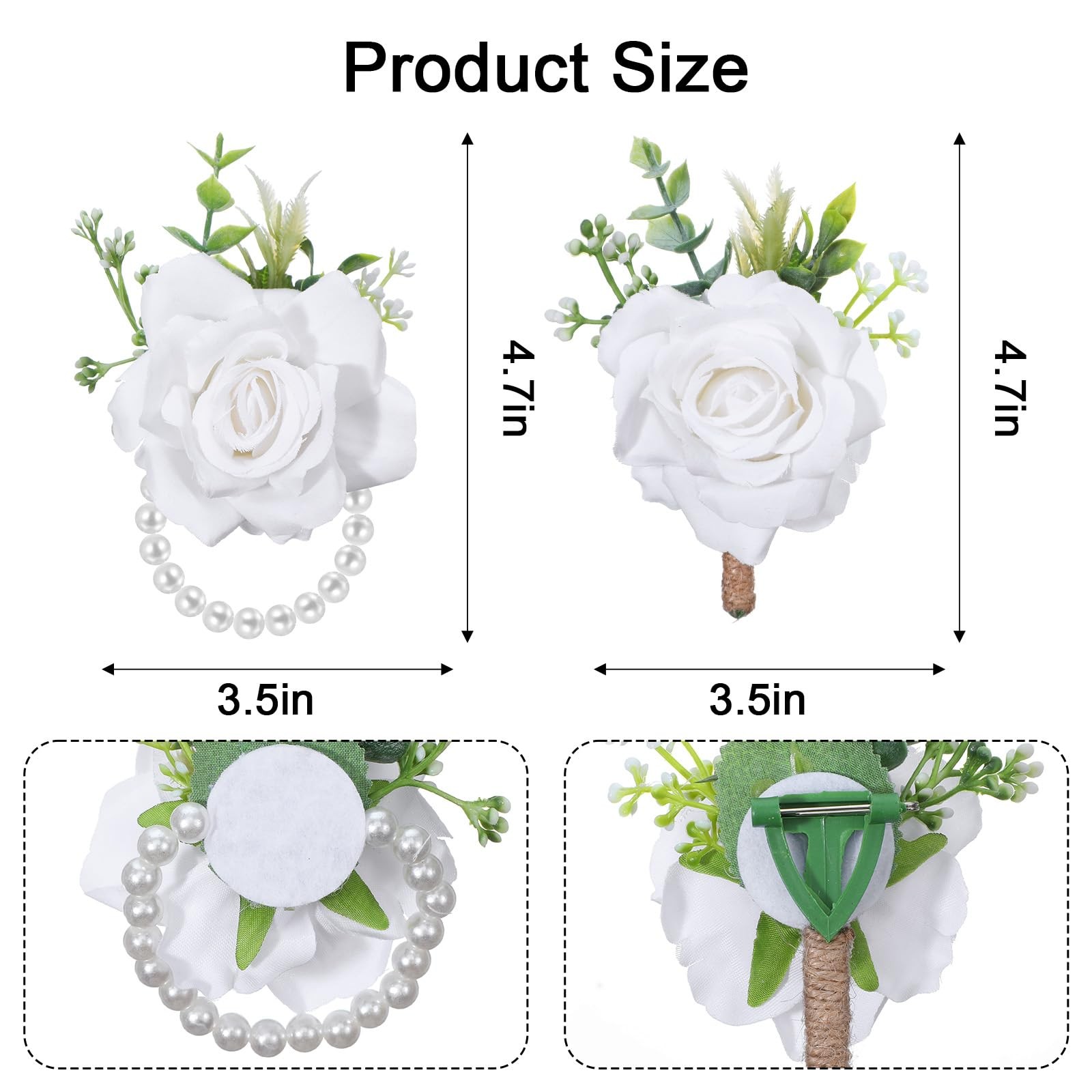 12 Pcs Corsage Wristlet and Boutonniere Set Artificial Rose Wedding Corsage W…
