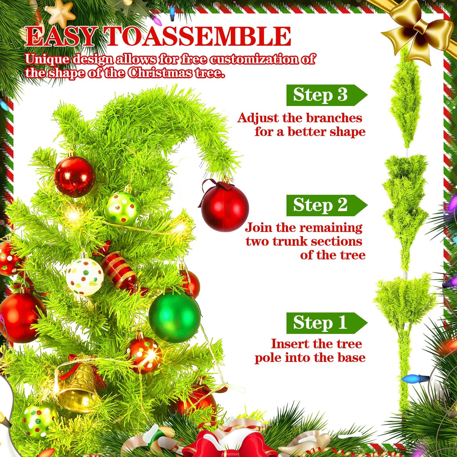 3ft Christmas in July Tree with Stand Artificial Lime Green Whimsical Bendabl…