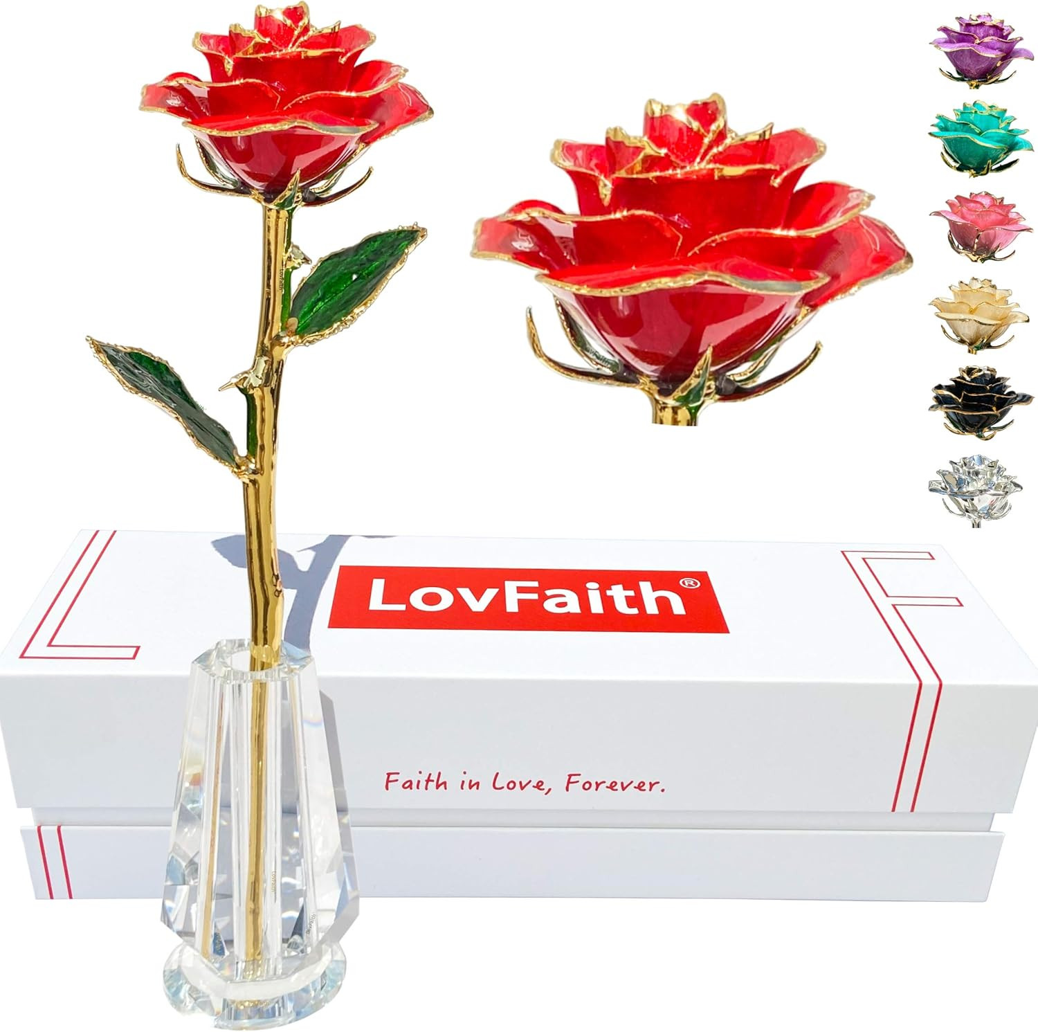 Valentine Gift Real Rose Dipped Thick Sterling Silver with Crystal Stand, Best 2
