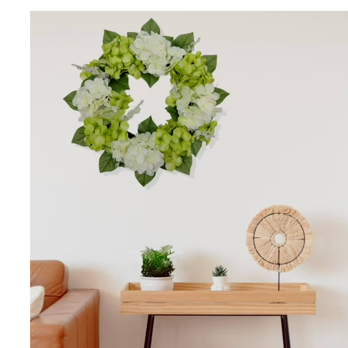 Mainstays 17in Indoor Artificial Hydrangea Wreath, Green Color TIKTOK VIRAL