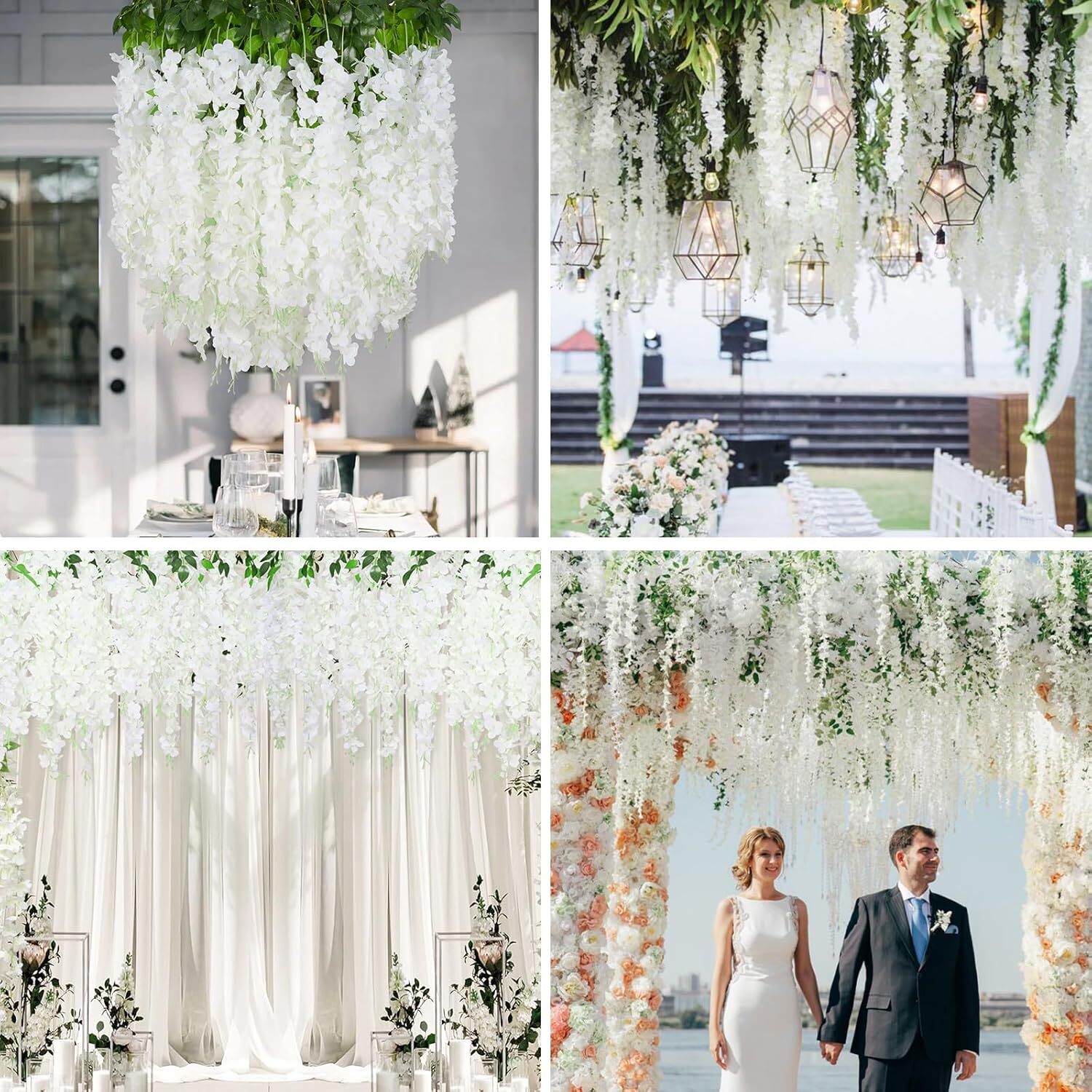 120pcs Artificial Wisteria Vine Garland Fake Flower Plant Garden Wedding Decor
