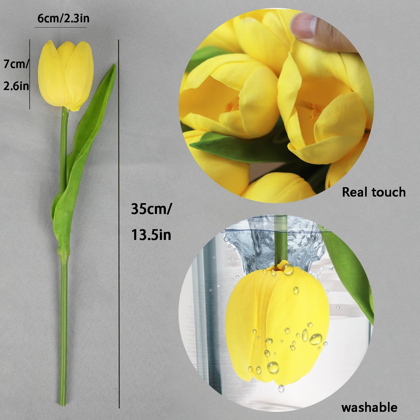 11 PCS Yellow Flowers Artificial Luxury Big Tulip Valentine Mother Day Wedding