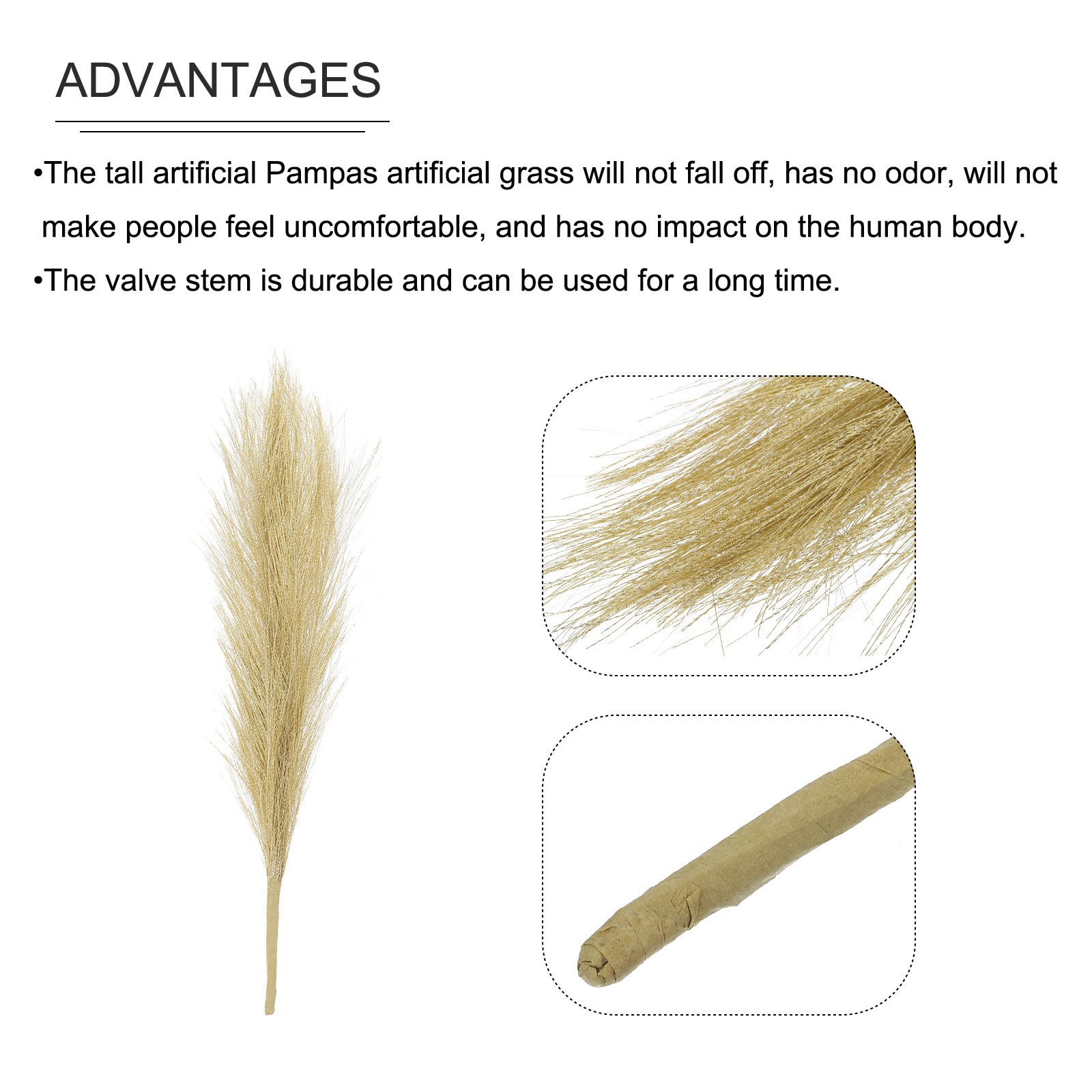 Faux Pampas Grass Fake Pampas Grass Decor, 17.7″/45cm / Silver / 3 Pcs