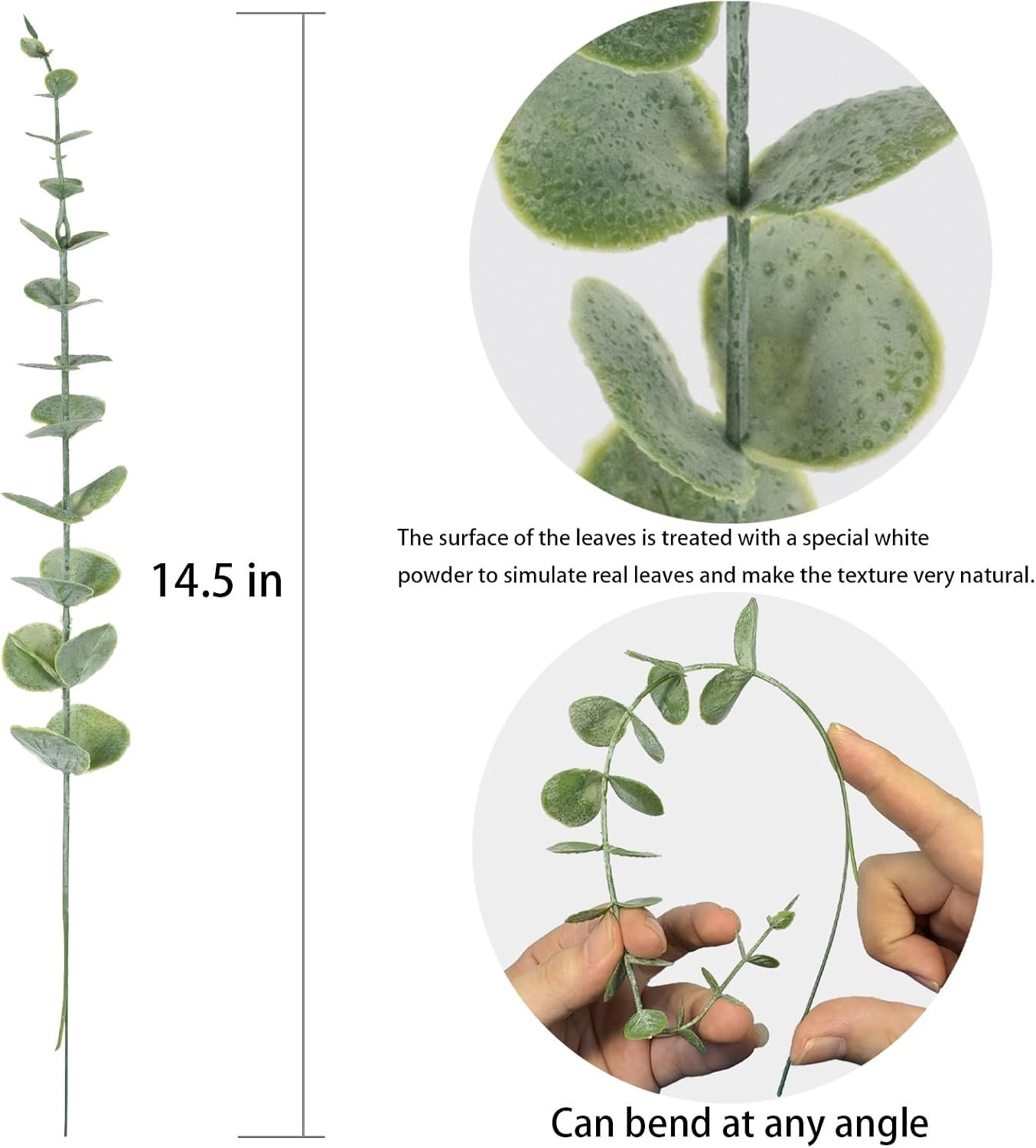 10pcs Eucalyptus Stems Artificial Eucalyptus Leaves Fake Greenery Branches Fa…
