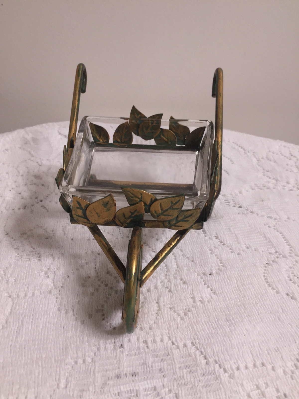 METAL WHEELBARROW WITH GREEN IVY -FOREST GREEN -PLANTER HOME DECOR’