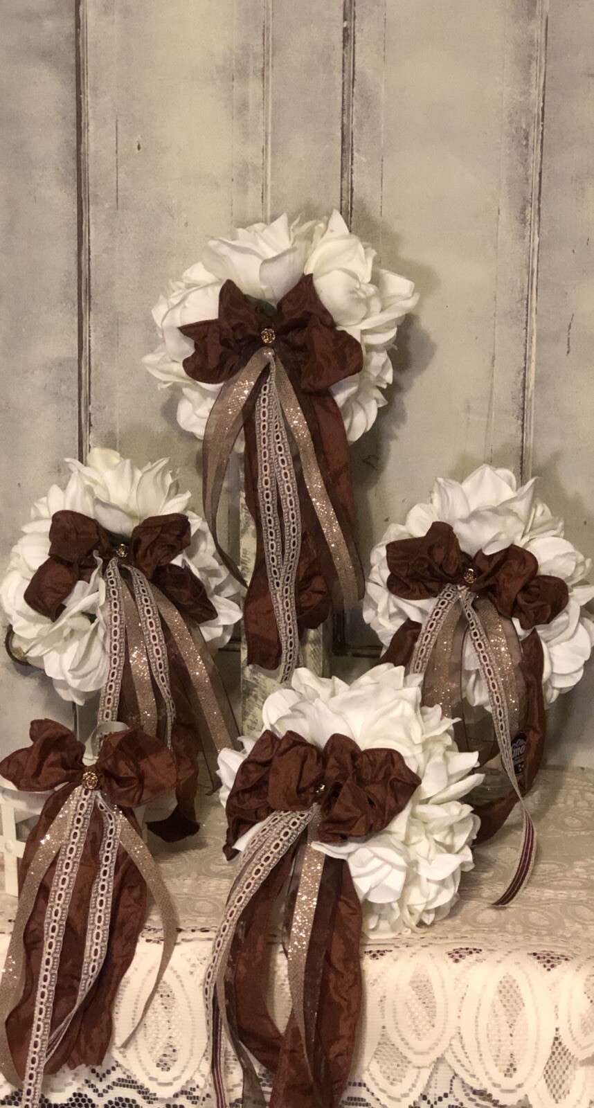 Vintage Magnolia Wedding Bouquet Set 5pc