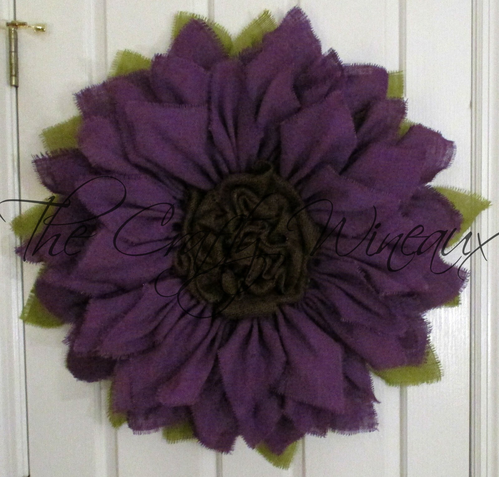 The Crafty Wineaux – Extra Large 30″ Purple Burlap Sunflower Wreath