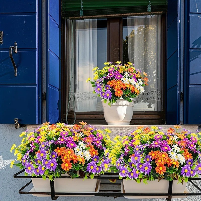 33cm Artificial Daisy Flowers UV Resistant Plastic Faux Plants Home Outdoor Deco