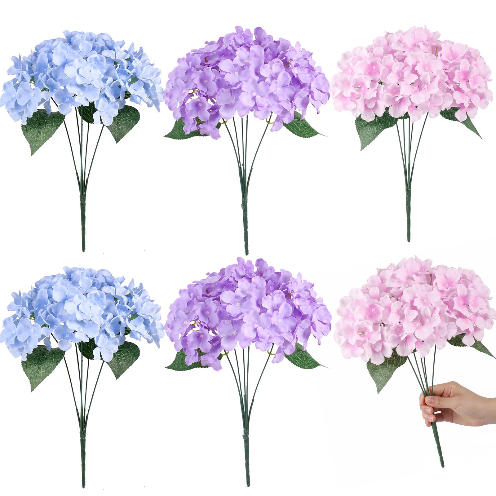 Auihiay 6 Bundles Hydrangea Artificial Flowers for Outdoors and Indoor, Bulk …