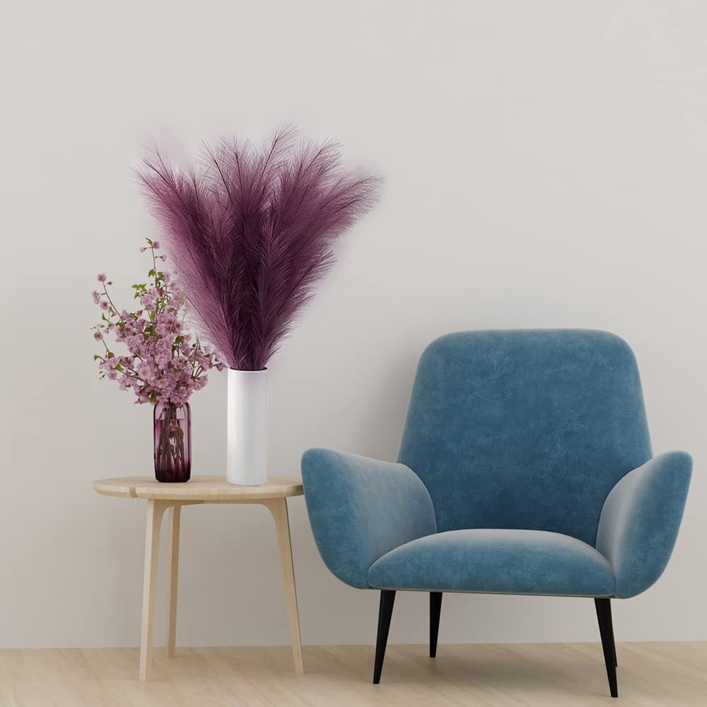 Purple Pampas Grass Decor Tall-Faux PampasGrass Small 30″-5 Stems Dried Pampa…