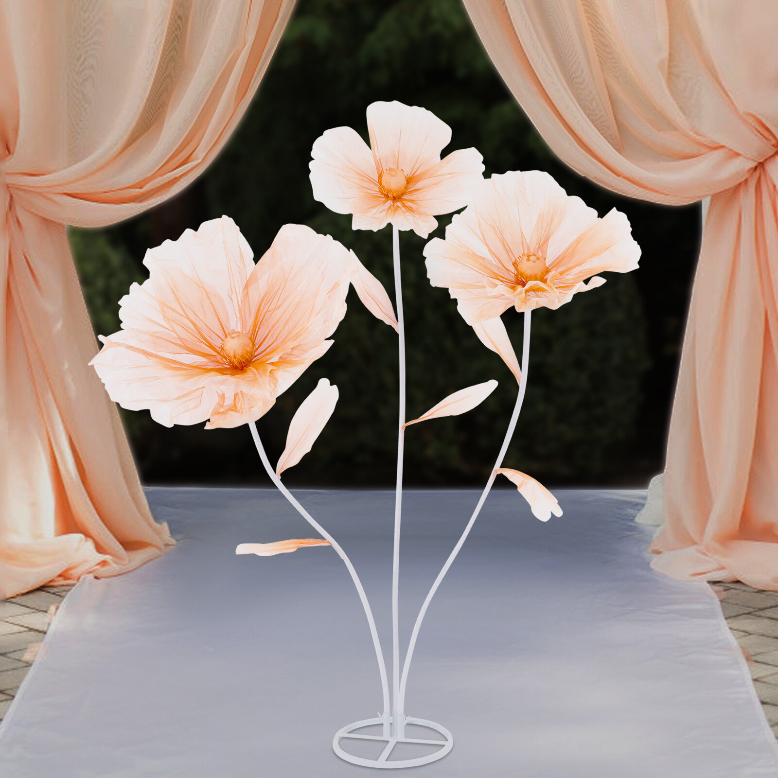 67 Inch Artificial Flower Arrangement, 3 Head Champagne Silk Wedding Decor