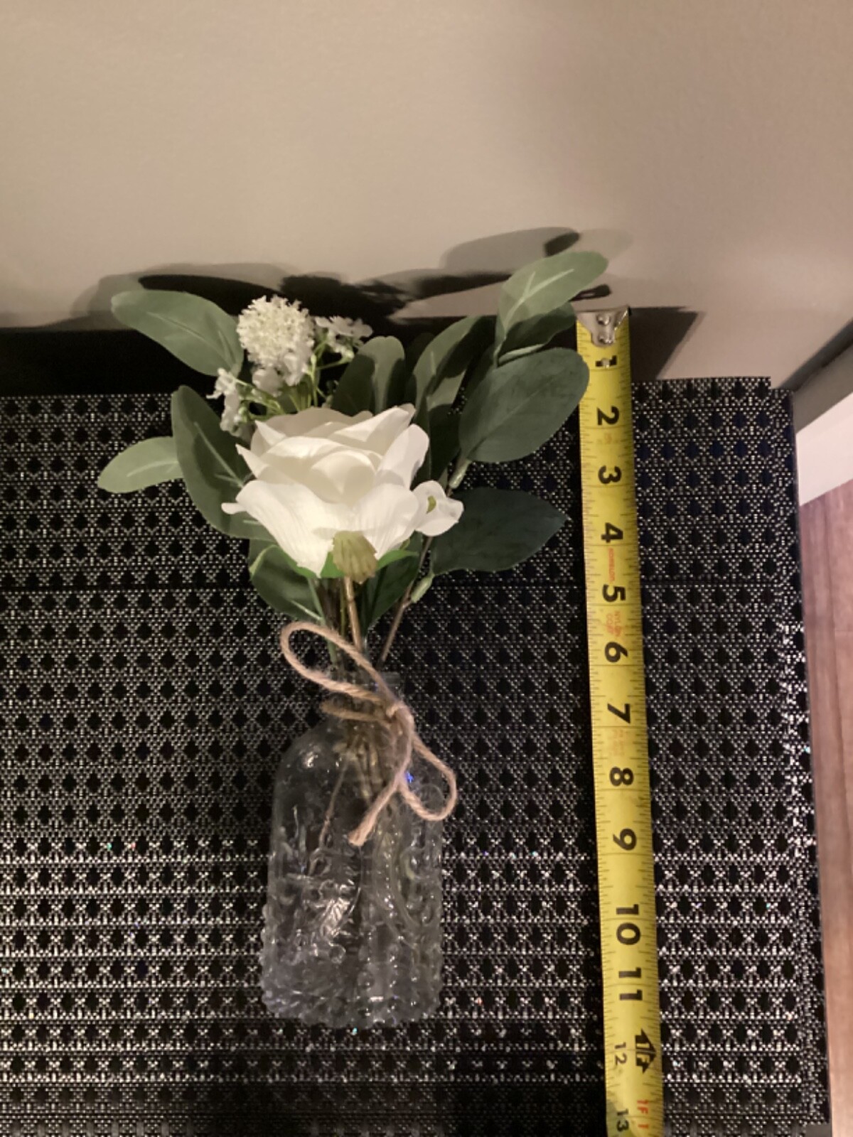 NEW Artificial White Flower Boho Floral Arrangement with Vase