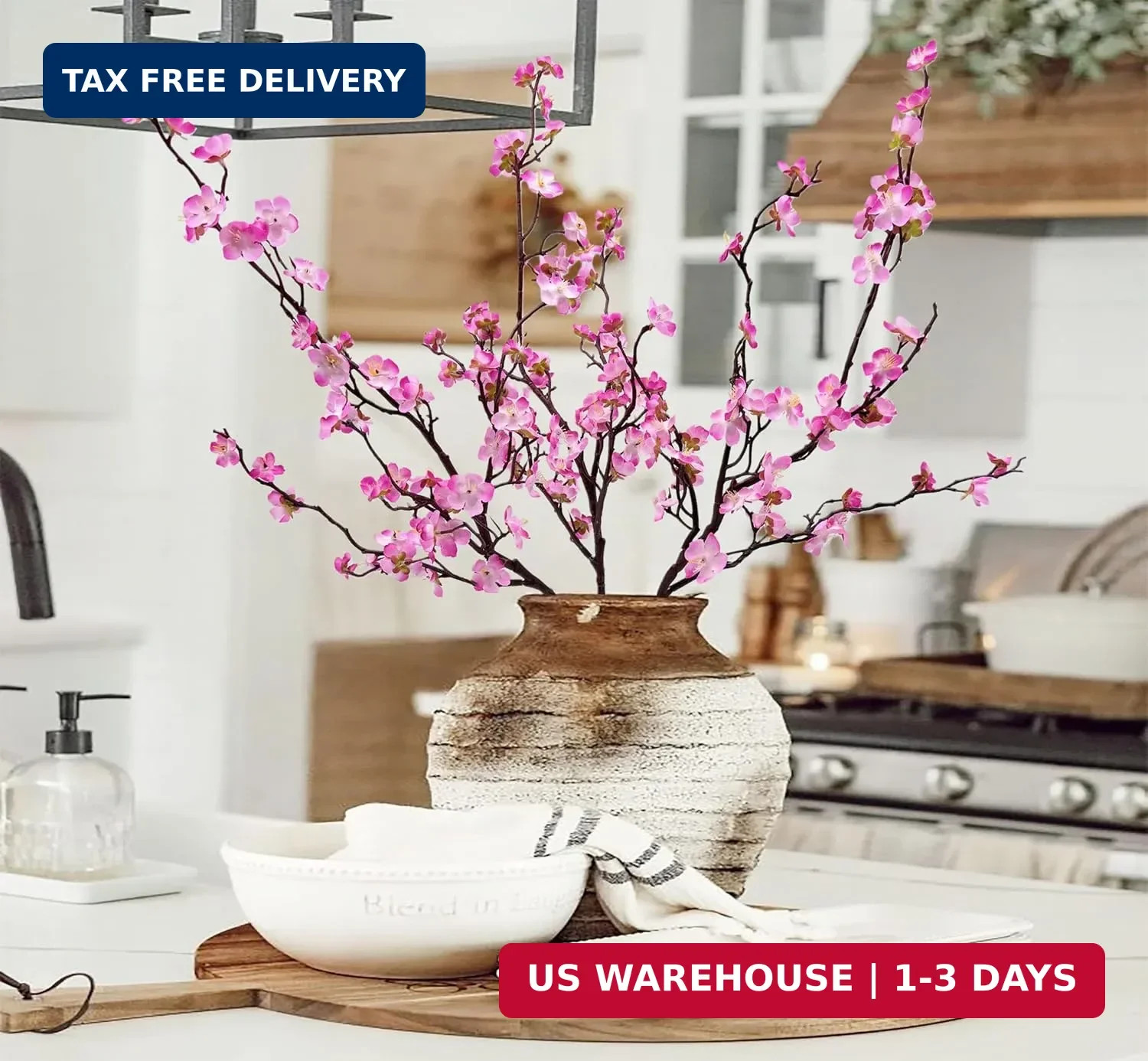 Artificial Plum Blossom Flowers 3pcs Faux Cherry Blossom Flower Silk Peach Flowe