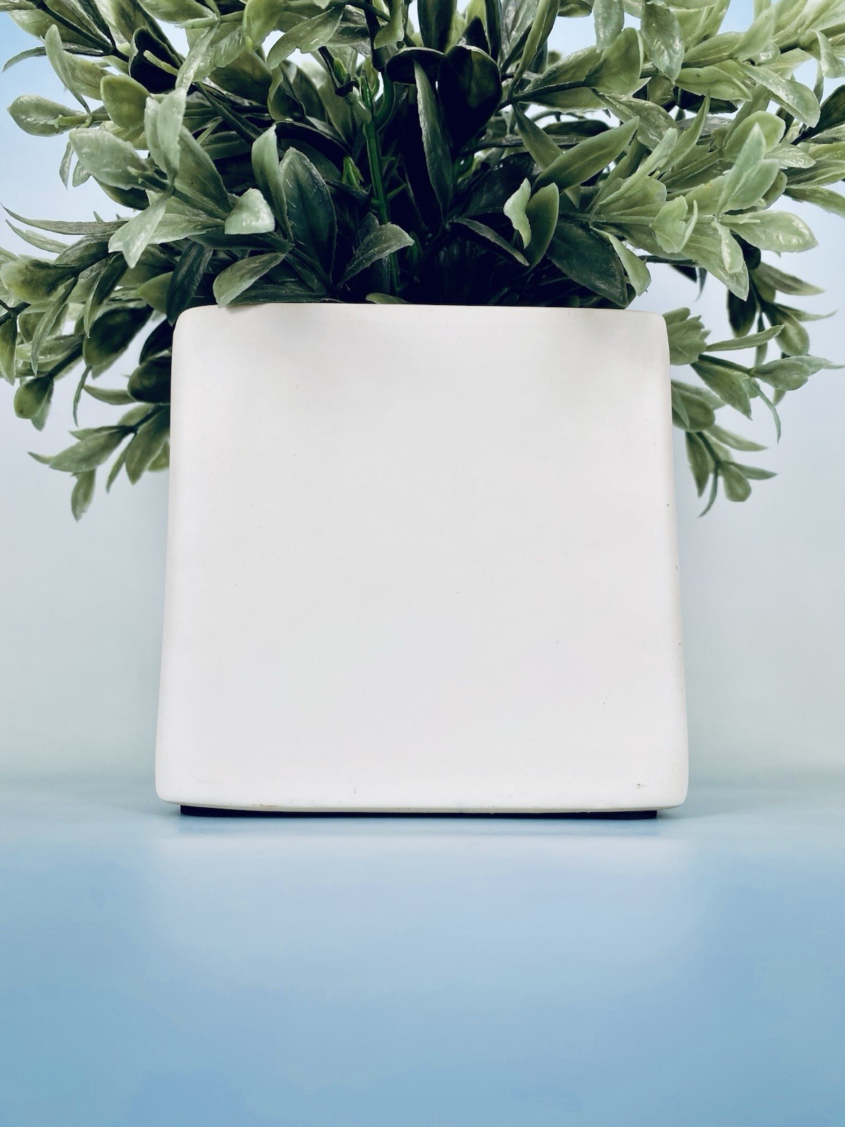 White Ceramic Square Planter Pot Faux Greenery Farmhouse Decor Hobby Lobby