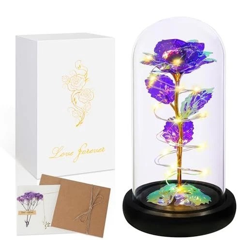 Enchanting Glass Dome Rose with LED Light – Perfect Gift for All Occasions