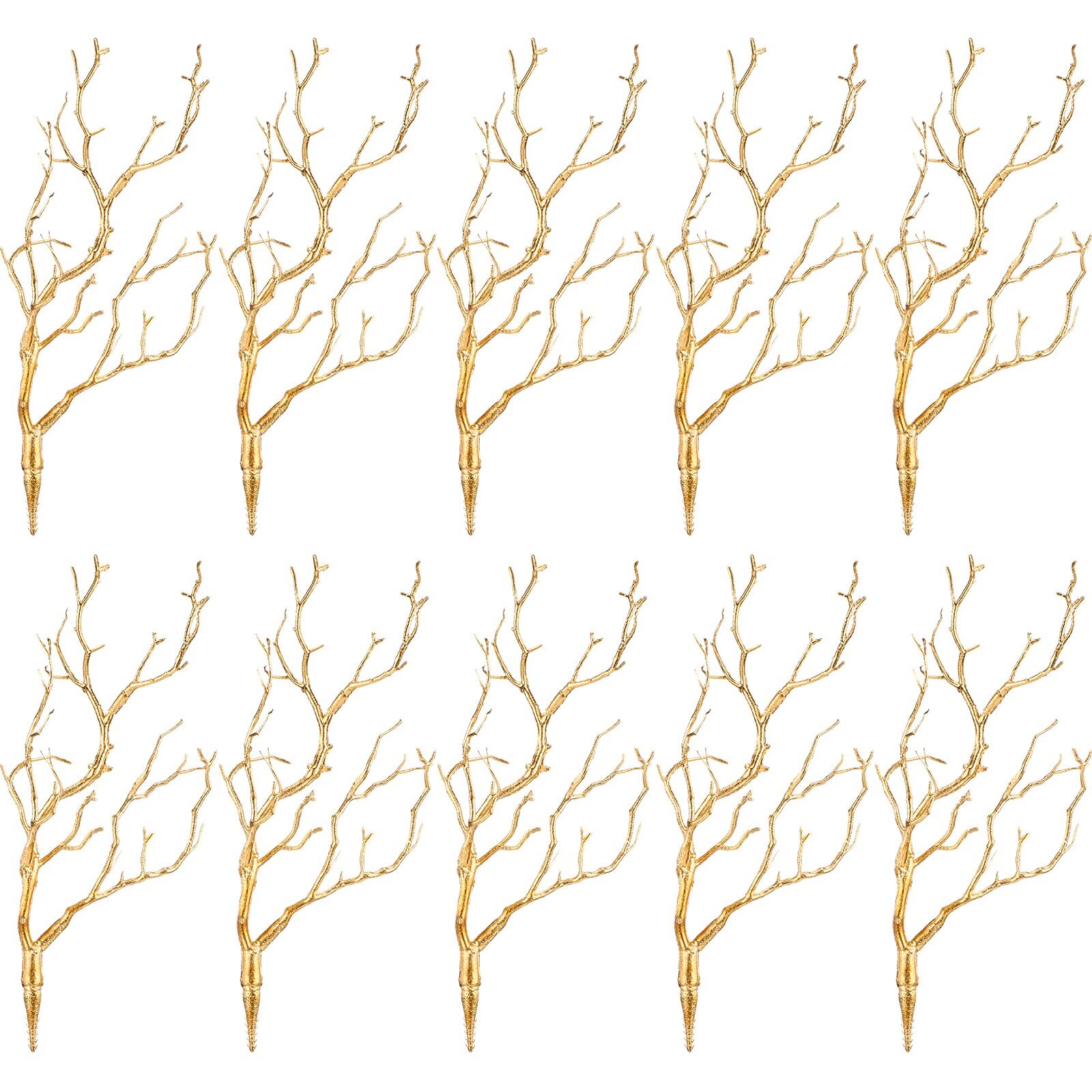 Gold Manzanita Branches 13.8 Inch 10 Pieces Artificial Tree Twigs Decor