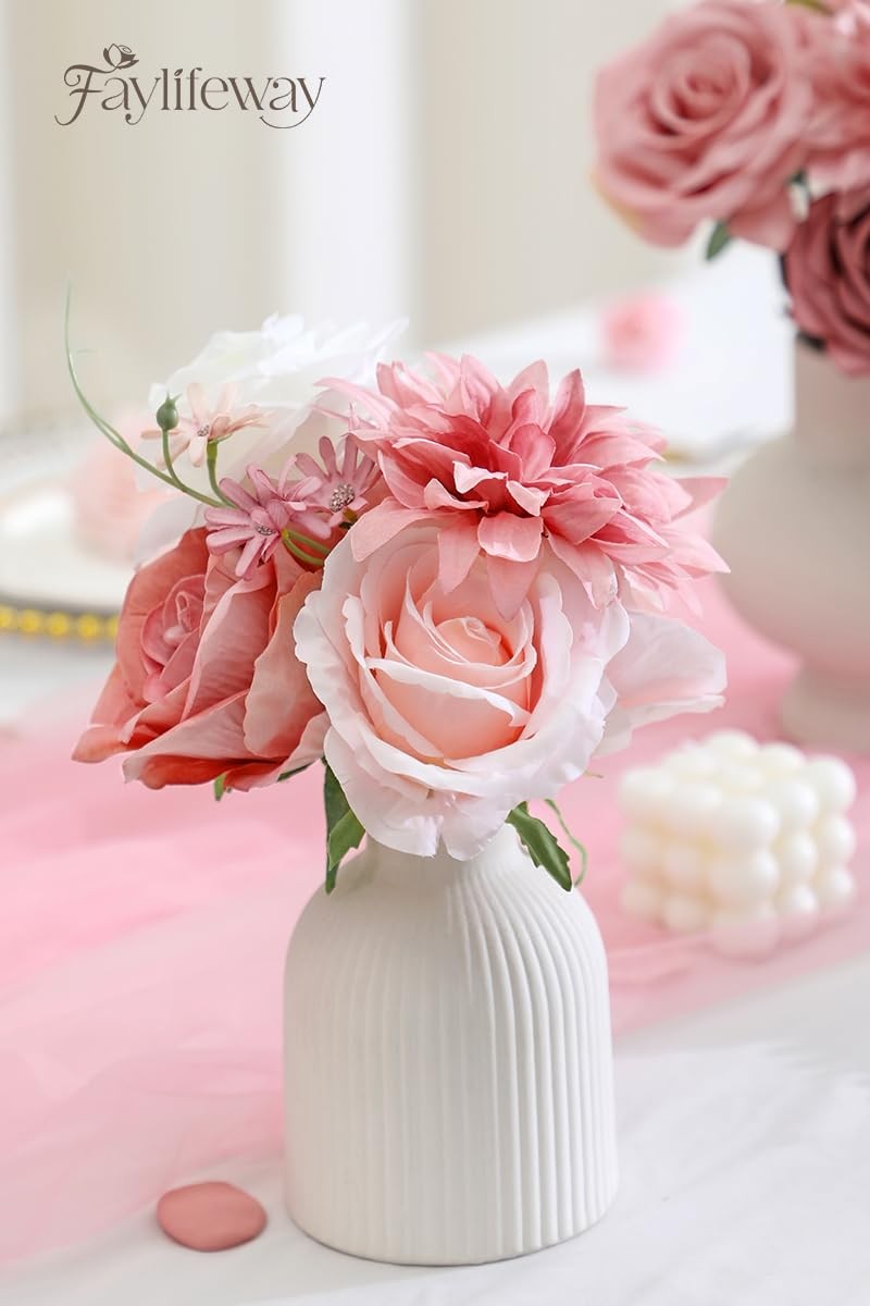 Pink Artificial Silk Flowers DIY Wedding Bouquets Cake Centerpieces Party Decor