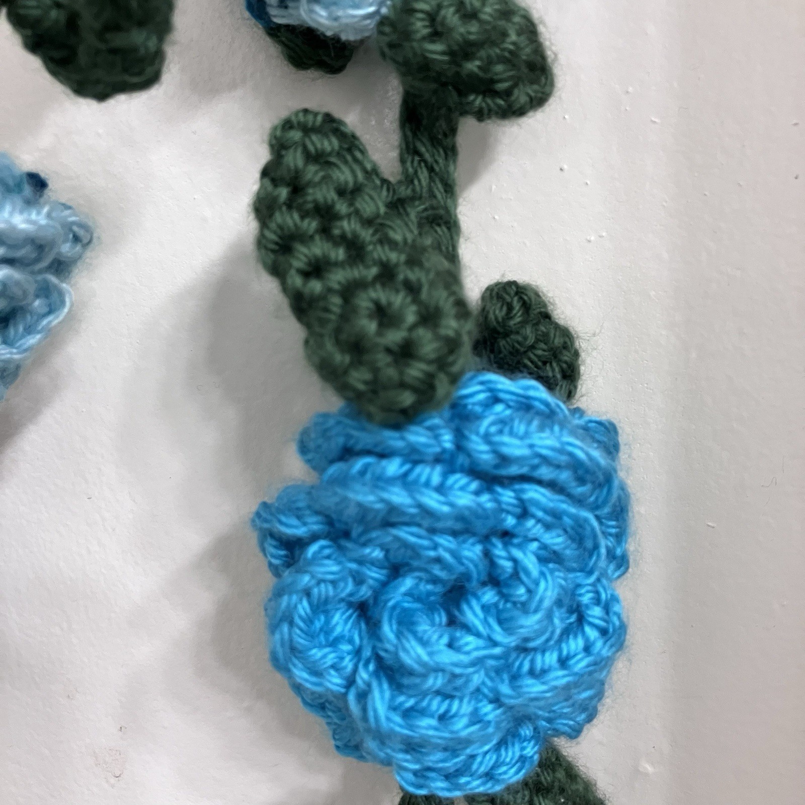 Handmade Crochet Blue Rose Flower Vine Garland Scarflette Boho Cottagecore 50″