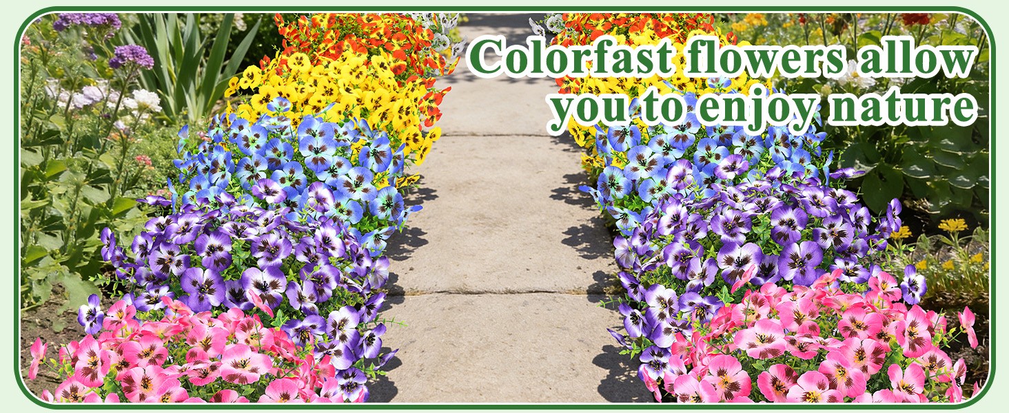 20 Bundles Artificial Pansy Flowers for Outdoors, Mixedcolor | Fake pansies silk