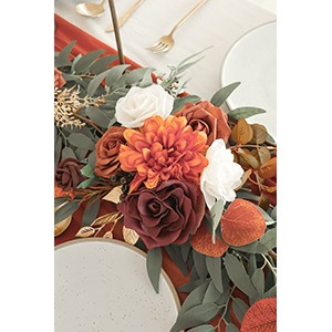 6ft Artificial Eucalyptus Garland with Flowers Fake Greenery Burnt Orange Faux