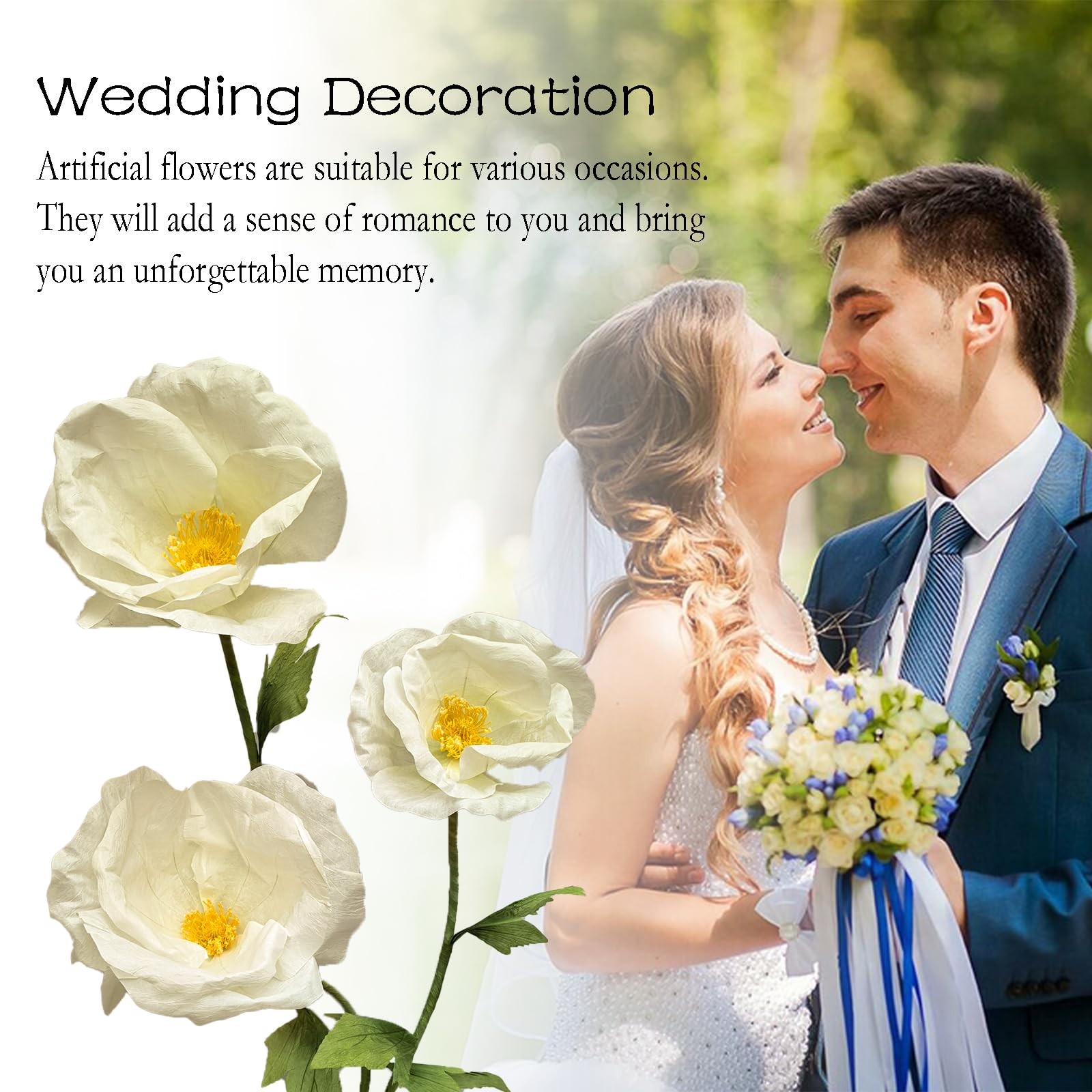 3PCS Giant Artificial Flower 3D Decorative Flowers Waterproof Indoor Outdoor …