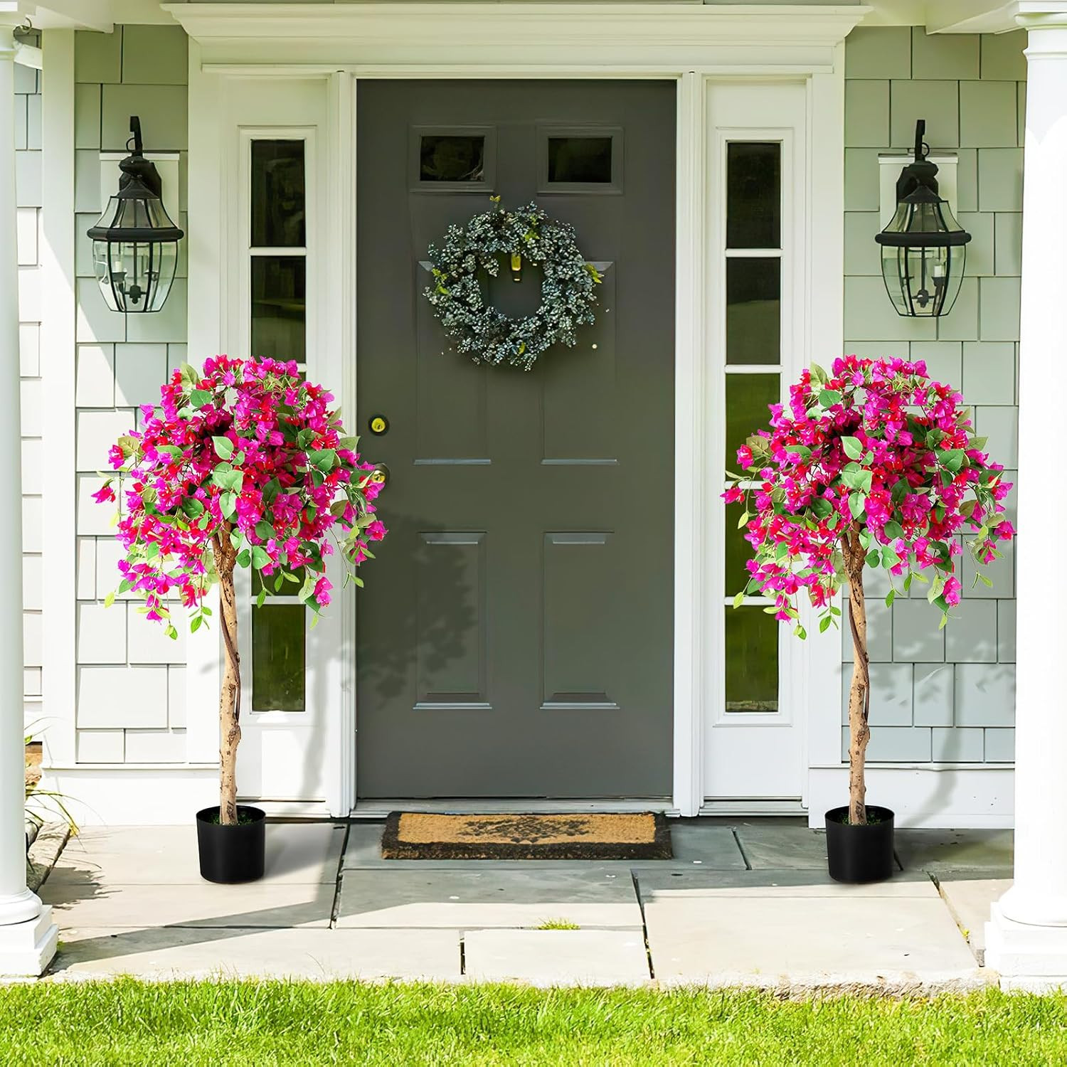 4.5FT Bougainvillea Artificial Tree, Tall Fake Floor Plant for Indoor Outdoor Dé