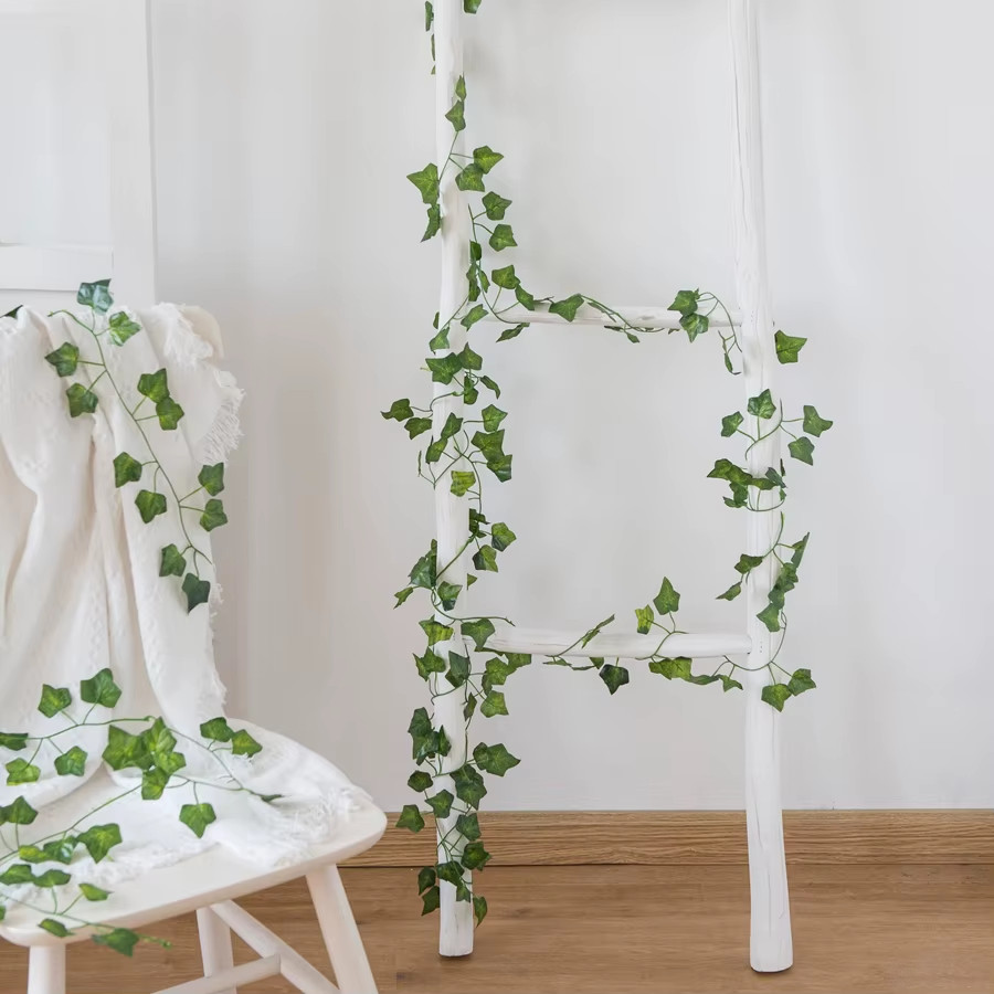 210Cm Artificial Hanging Christmas Garland Plants Vine Leaves Green Silk Outdoor