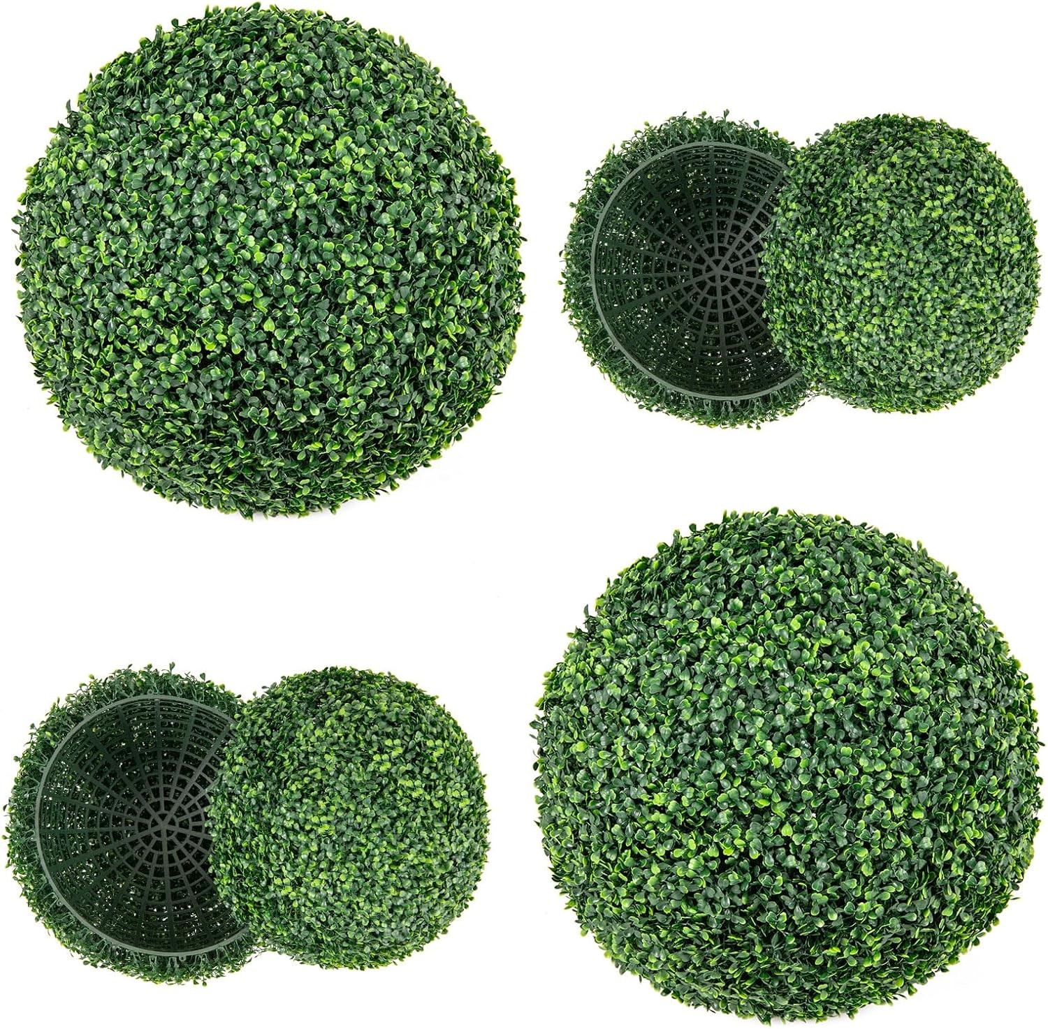 2 PCS 16 Inch Artificial Plant Topiary Ball Round Faux Boxwood Balls Outdoor