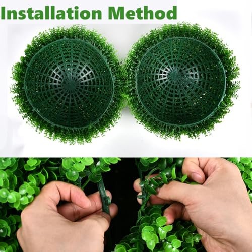 Artificial Plant Topiary Ball 4 Layers Garden Spheres Boxwood 9 Inches 2 Green