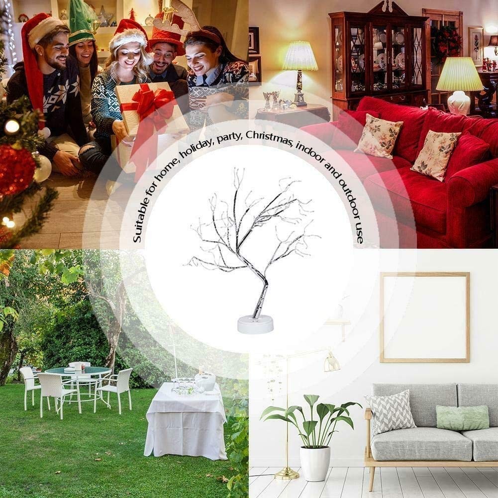 LED Branch Light 108 LEDs Silver Copper Wire Bonsai Table Tree USB Warm White